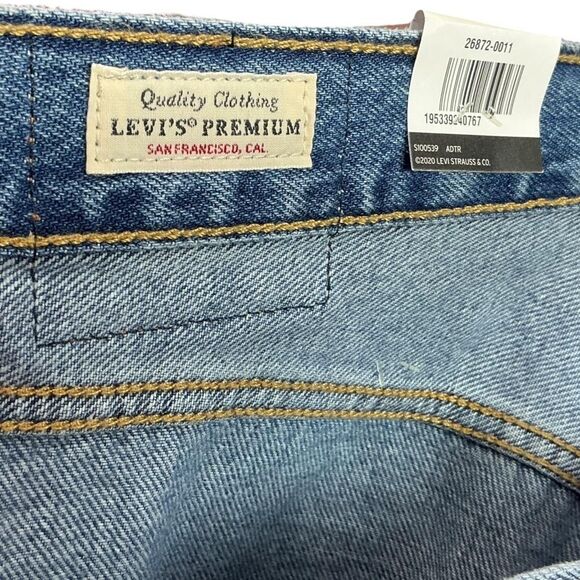Levis Premium Jeans Womens 31 Blue High Loose Distressed Straight Wide Leg NEW - Picture 9 of 12
